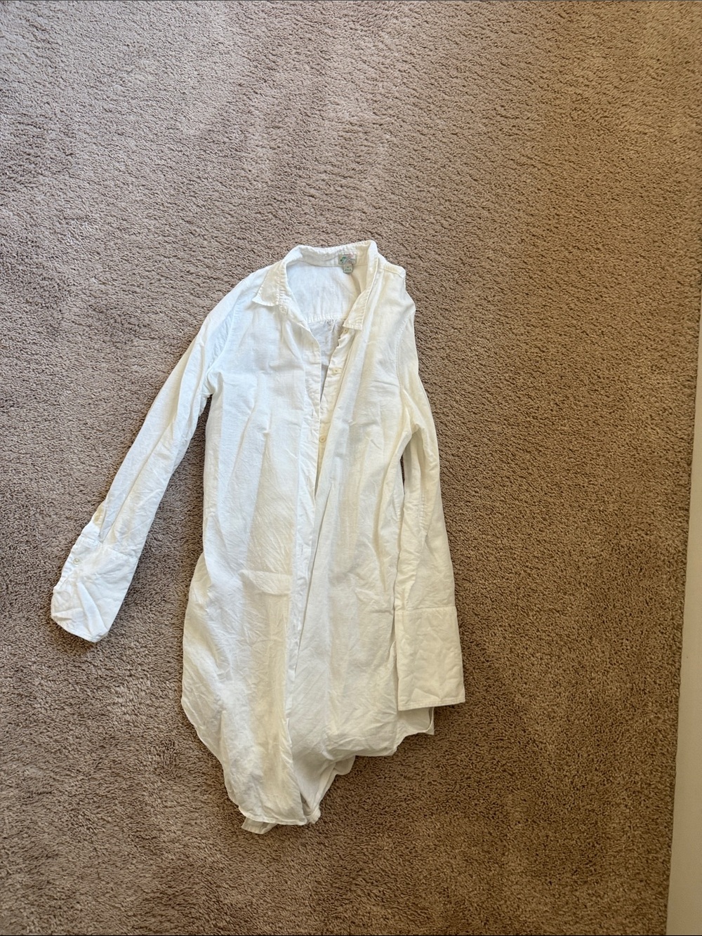 J. Crew White Longline Button-Front Shirt